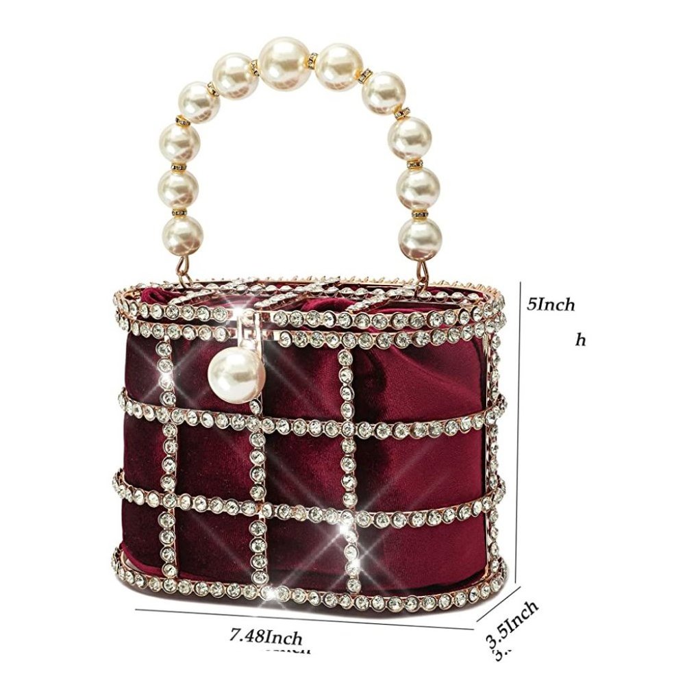 NEW Sparkling Bling Swarovski Crystal Pearl Clutch Purse Bag: Beige + FR… - Picture 10 of 17